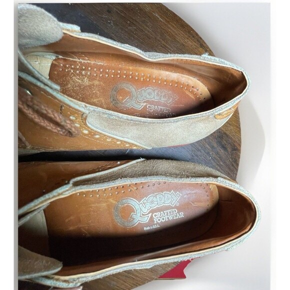 Quoddy Men’s 9 Tan Suede Saddle Shoes USA Made Handsewn Leather Sole Vintage - Picture 7 of 16